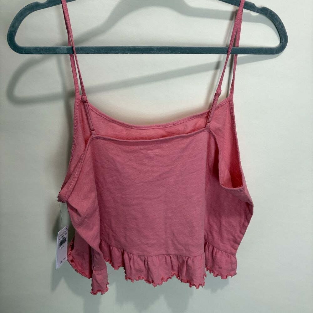 American Eagle Cropped Tank Top Size XL Pink Ruffle Hem NWT - Picture 12 of 12